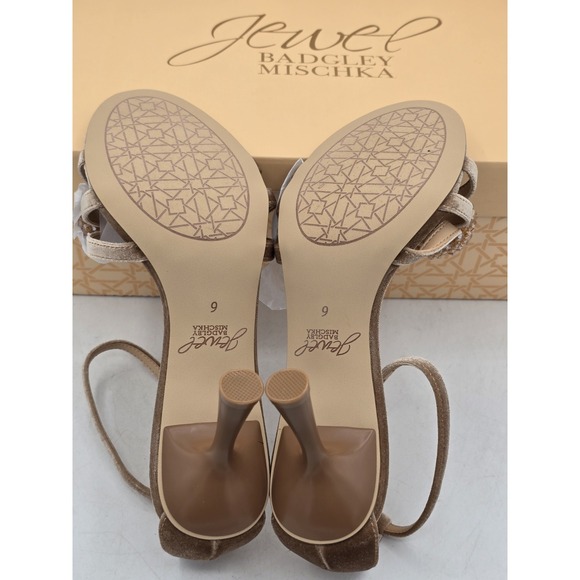 NIB Jewel Badgley Mischka Womens Tailani Open-toe Stiletto Heels - Sand - Size 6 - Picture 10 of 12
